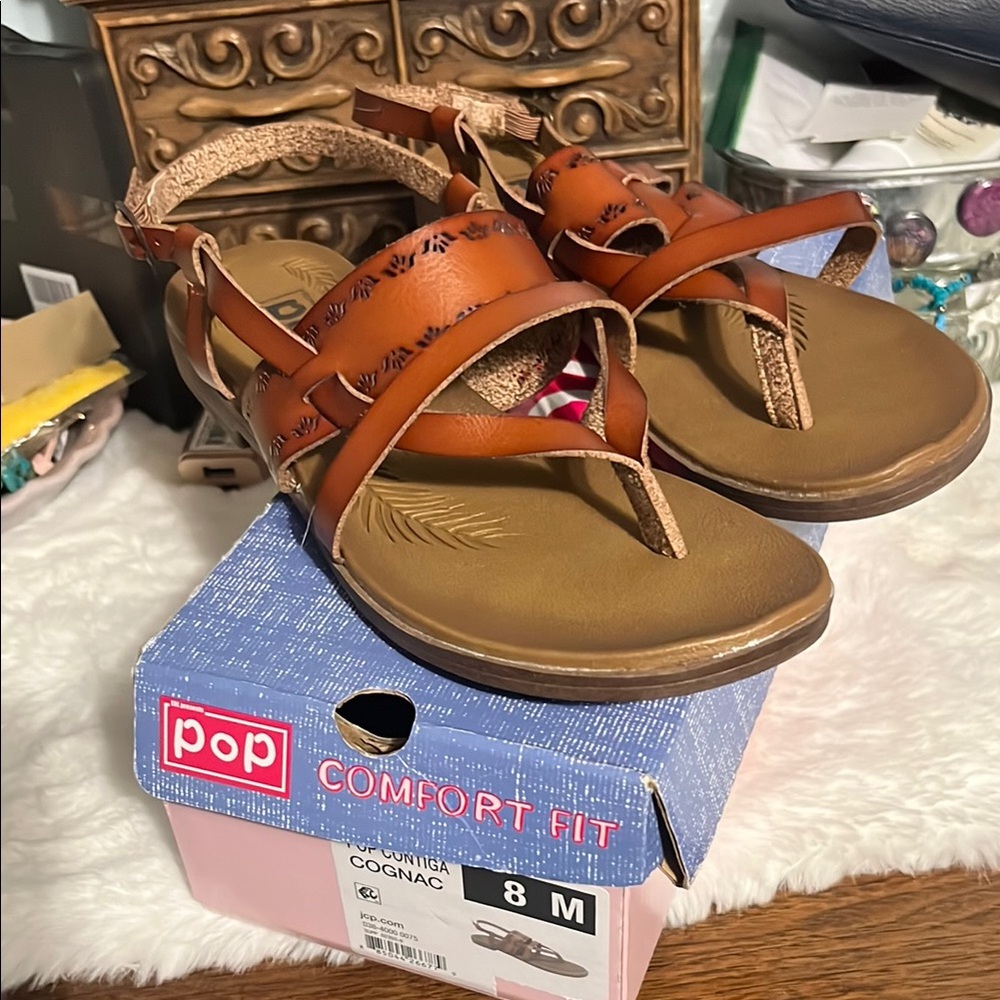Pop Cognac Brown Sandals